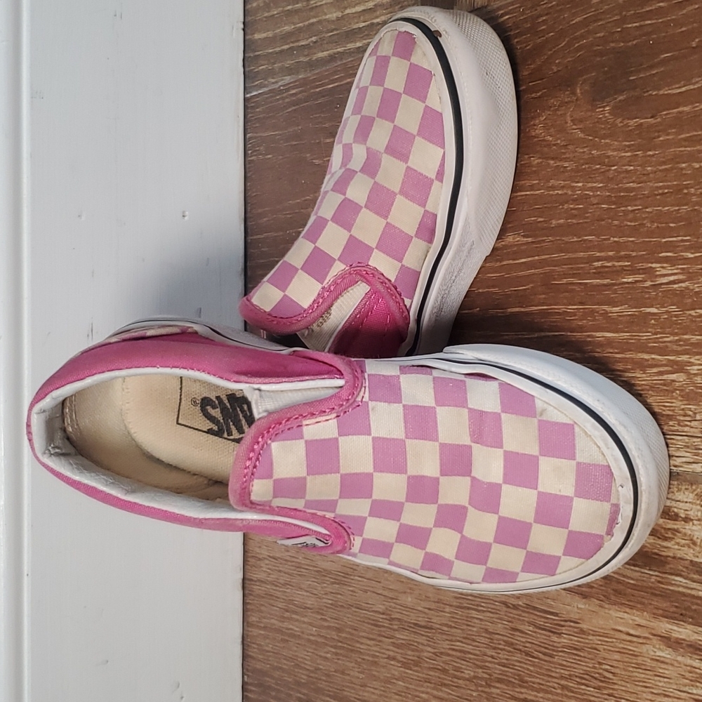 Vans Little Kids Size 11, Pink checkerboard